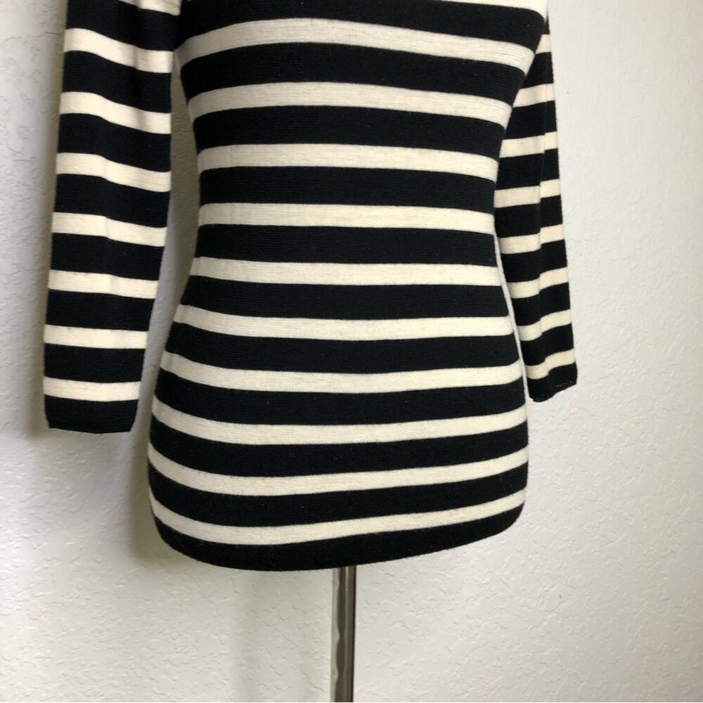 Tory Burch black and cream striped wool sweater size Extra Small - Picture 4 of 15